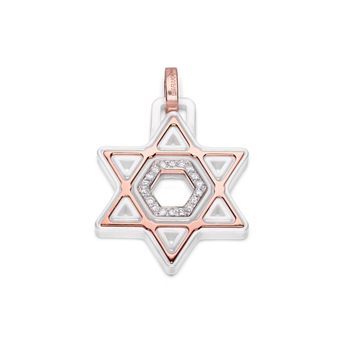 Baraka Cyborg Ceramic 18k Rose Gold and Ceramic Diamond Star of David Pendant