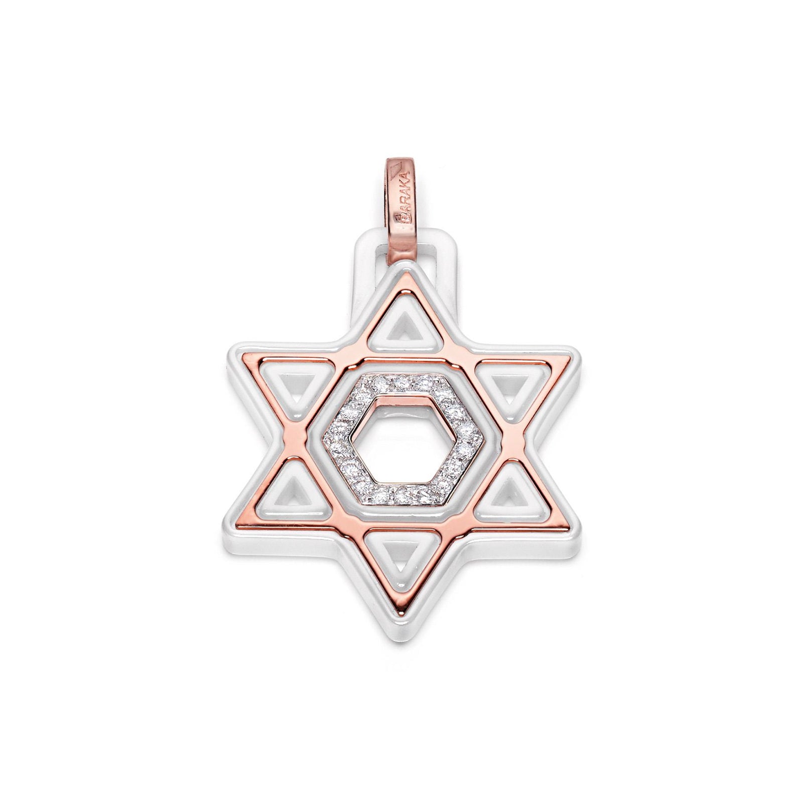 Baraka Cyborg Ceramic 18k Rose Gold and Ceramic Diamond Star of David Pendant
