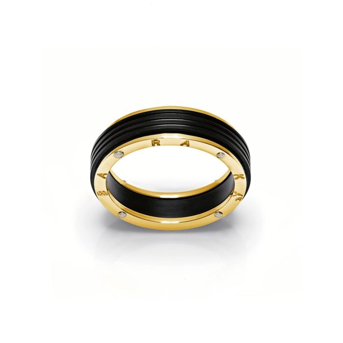 Baraka Ritmika Stainless Steel, Black PVD and 18k Yellow and White Gold Ring