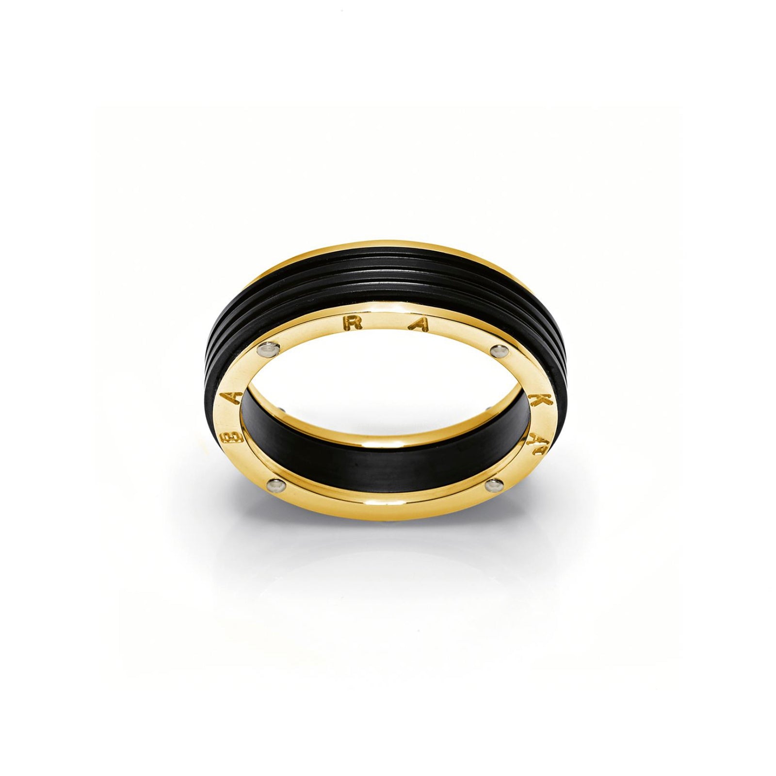Baraka Ritmika Stainless Steel, Black PVD and 18k Yellow and White Gold Ring