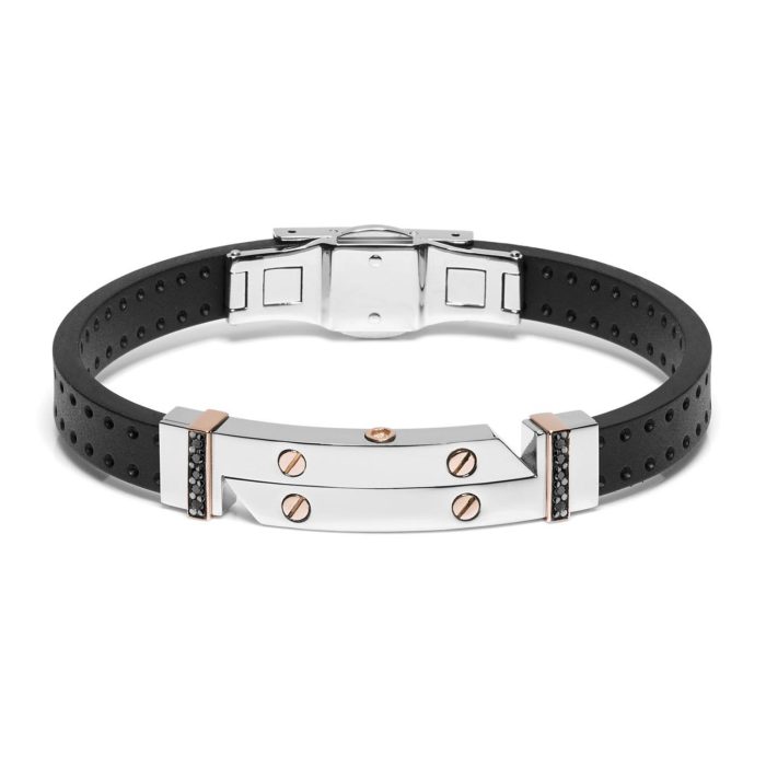 Baraka Vortex 18k Rose Gold, Stainless Steel and Rubber Black Diamond Bracelet