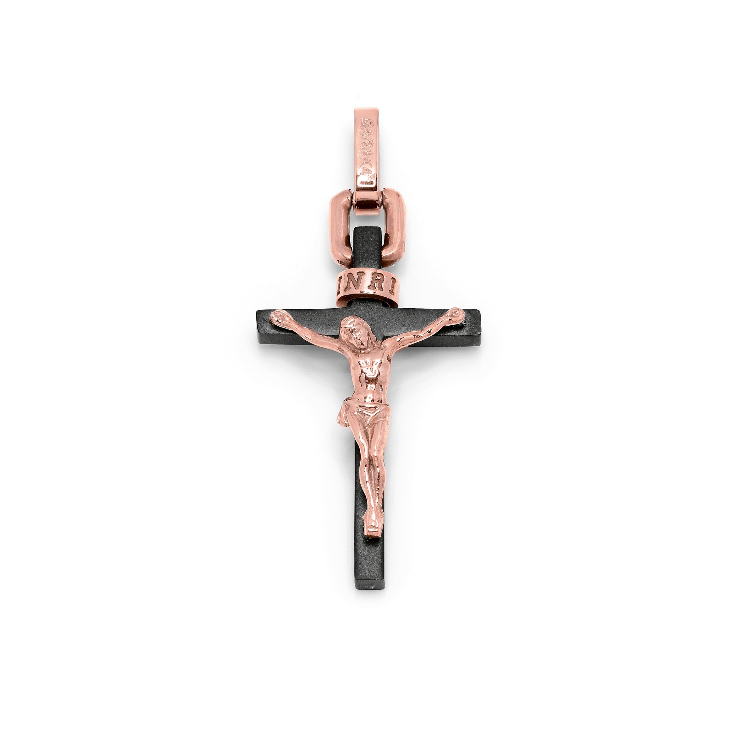 Baraka Cyborg Ceramic 18k Rose Gold, Black PVD Steel and Black Ceramic Cross Pendant