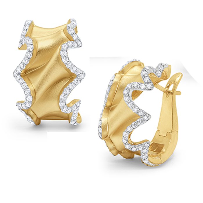 KC Designs 14k Yellow Gold Diamond Ribbon Earrings
