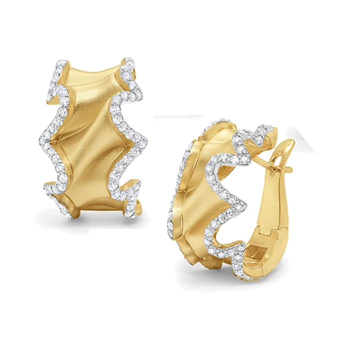 KC Designs 14k Yellow Gold Diamond Ribbon Earrings