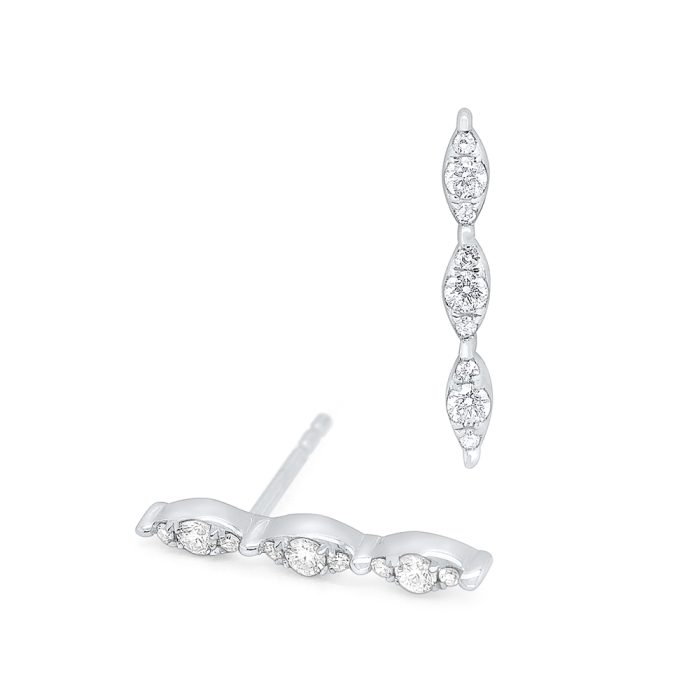 KC Designs 14k White Gold Diamond Mini Stick Earrings