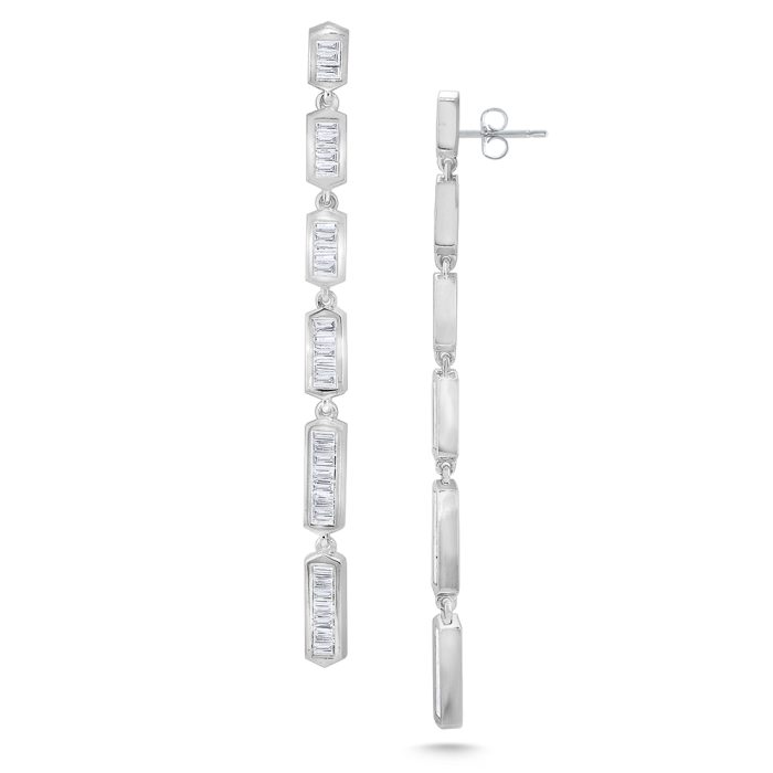 KC Designs 14k White Gold Baguette Diamond Drop Earrings