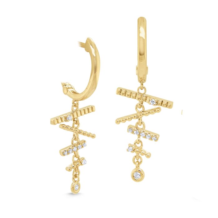 KC Designs 14k Yellow Gold Diamond Stick Drop Earrings