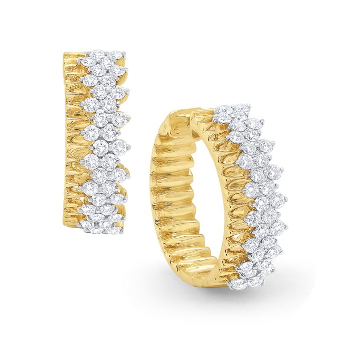 KC Designs 14k Yellow Gold Diamond Cascade Huggie Hoop Earrings