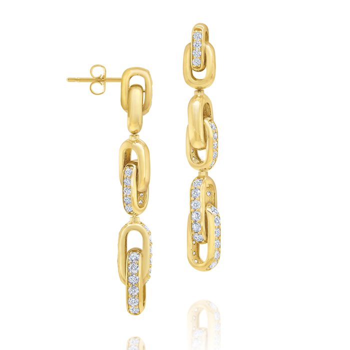 KC Designs 14k Yellow Gold Diamond Chain Link Drop Earrings