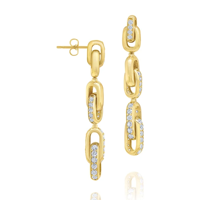 KC Designs 14k Yellow Gold Diamond Chain Link Drop Earrings