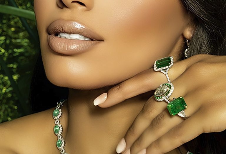 Three emerald and diamond rings