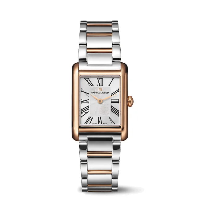 Maurice Lacroix Fiaba Square Two-Tone Rose Gold PVD Silver Dial