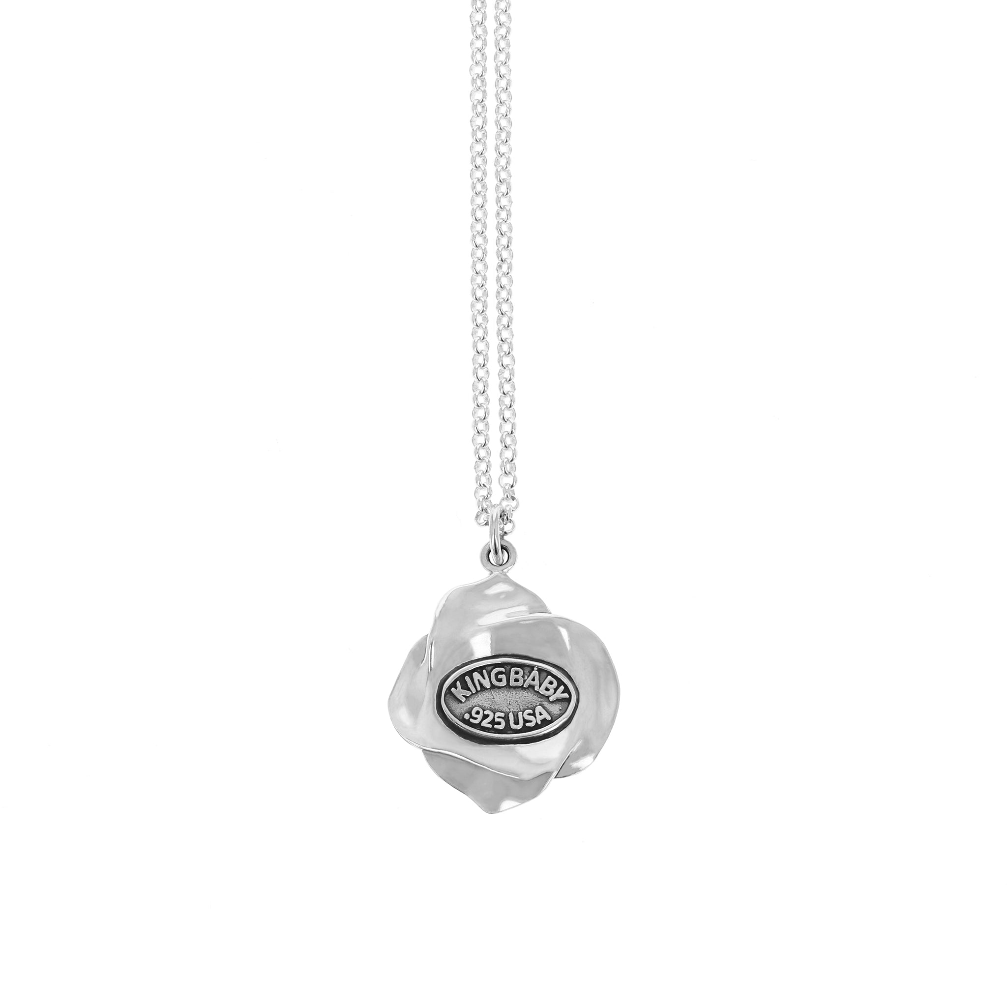 King Baby Large Rose Pendant on 18" Rolo Chain