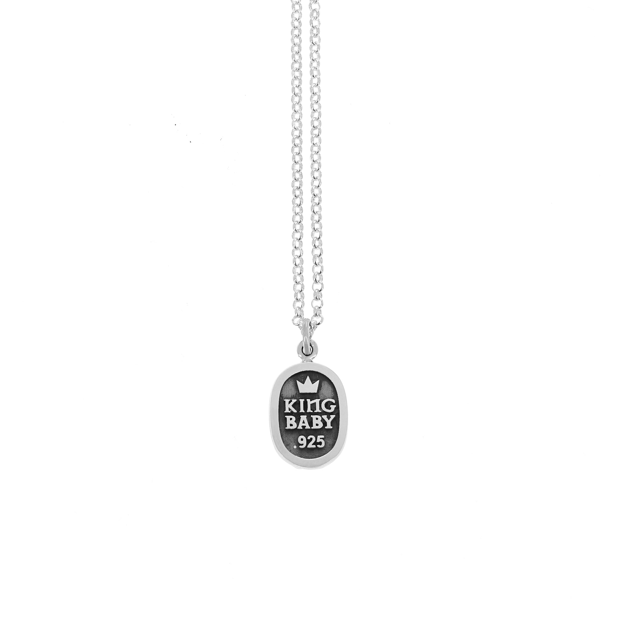 King Baby Evil Eye Pendant on 18" Rolo Chain