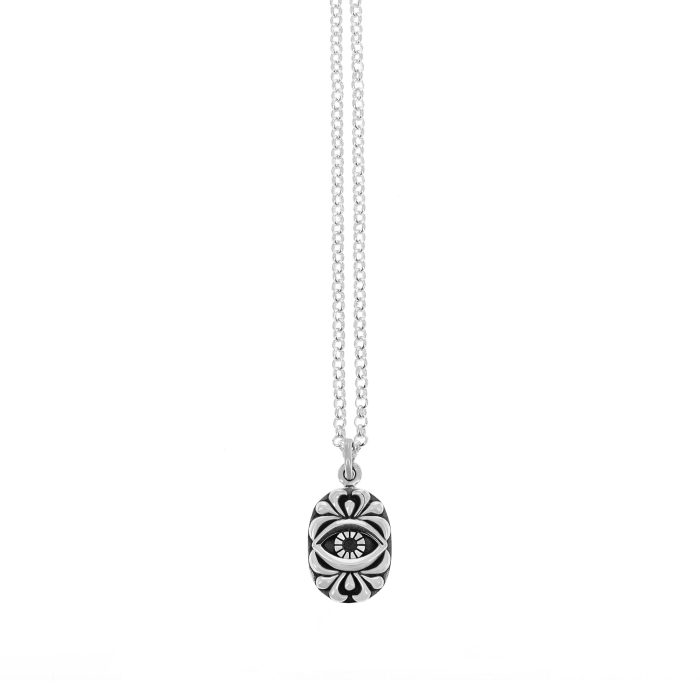 King Baby Evil Eye Pendant on 18" Rolo Chain