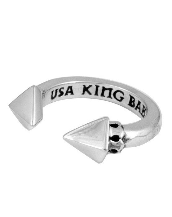 King Baby Open Ring with Pyramids, Size 7