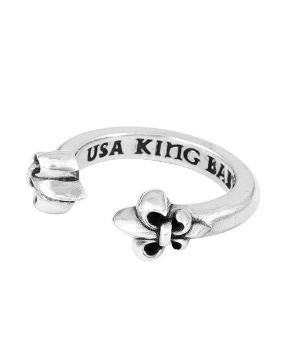 King Baby Open Ring with Fleur de Lis, Size 7