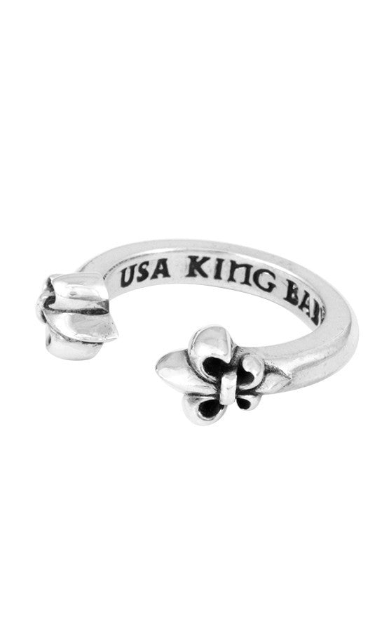 King Baby Open Ring with Fleur de Lis, Size 7