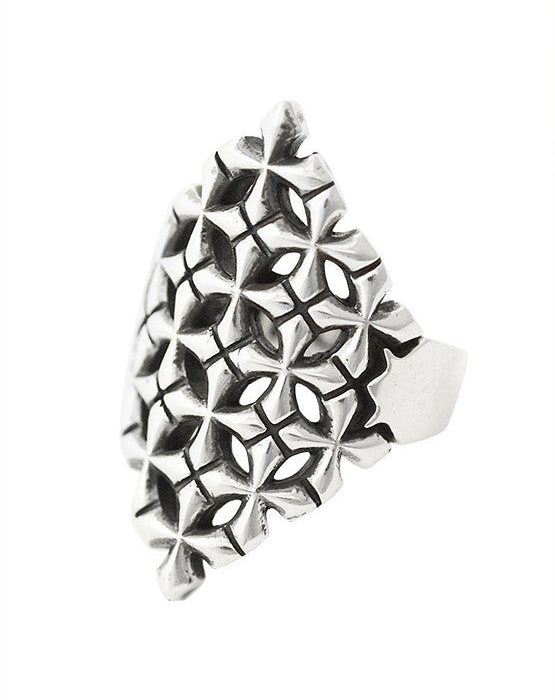 King Baby MB Cross Pattern Shield Ring, Size 7