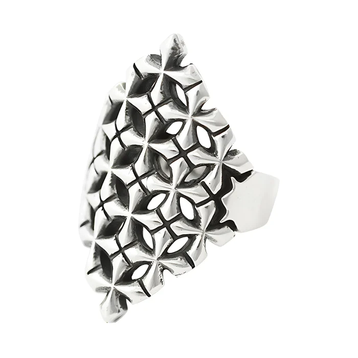 King Baby MB Cross Pattern Shield Ring, Size 7