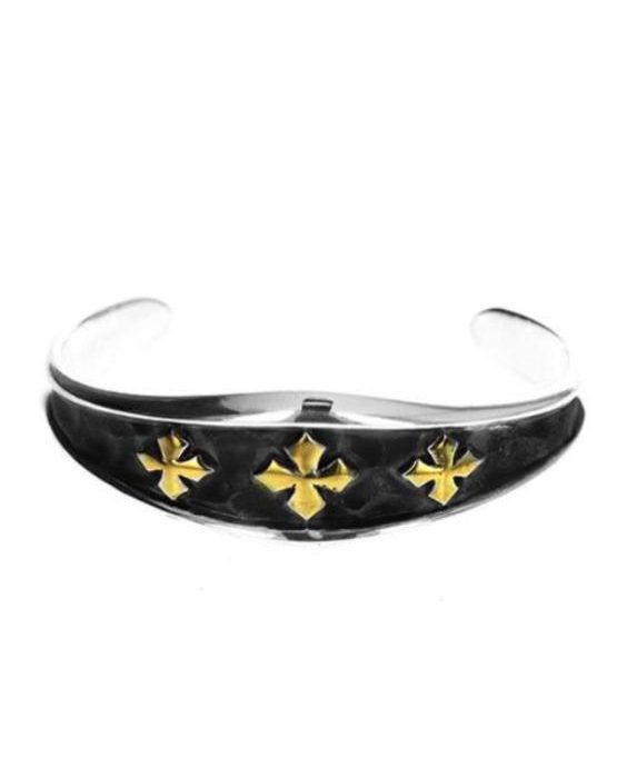 King Baby Hammered Triple MB Cross Cuff