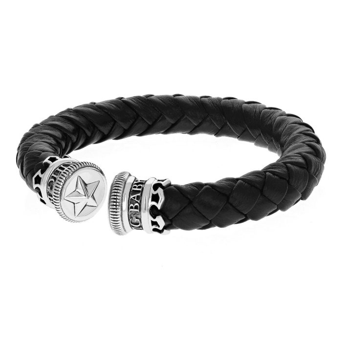King Baby Leather Wrapped Cuff with Star Coin Edges