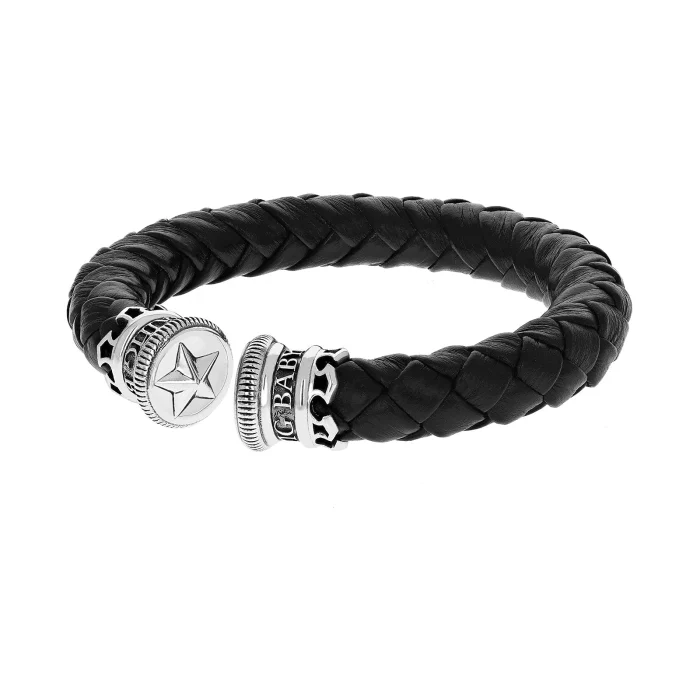 King Baby Leather Wrapped Cuff with Star Coin Edges