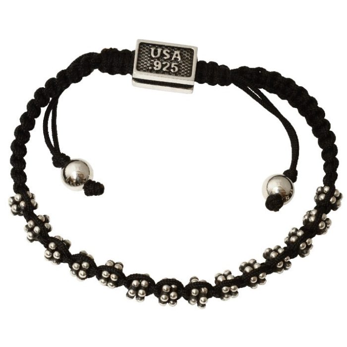 King Baby Stackable Black Macrame Bracelet with 1mm Rivets