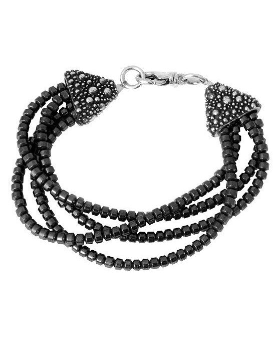King Baby Multi-Strand Hematite Bead Bracelet with Stingray Detail