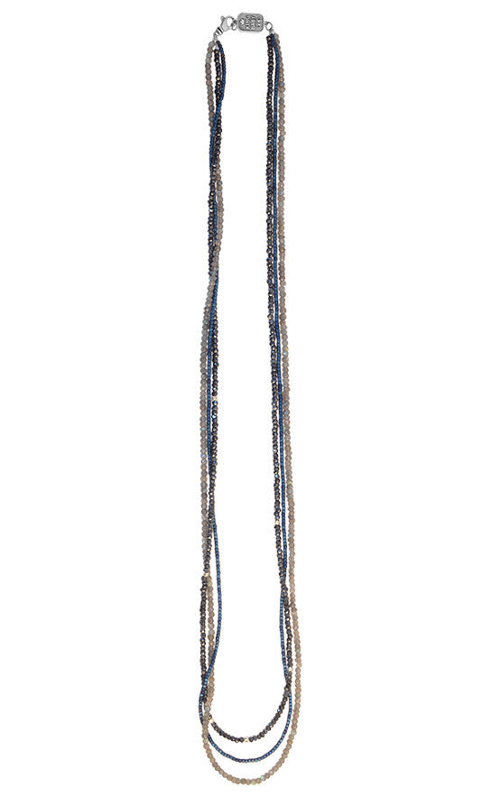 King Baby Multi Strand Necklace with Spinel, Labradorite and Blue Hematite Beads