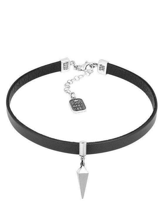 King Baby Leather Choker with Pyramid Spike