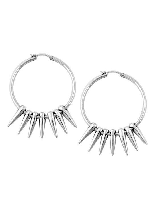 King Baby Hoop Earrings with Multiple Spikes