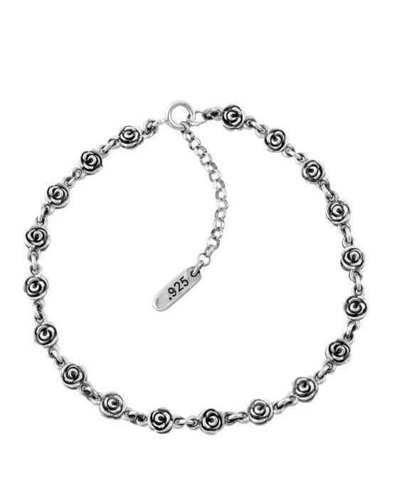 King Baby Anklet with Mini Rose Motif and Extension Chain