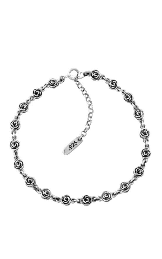 King Baby Anklet with Mini Rose Motif and Extension Chain
