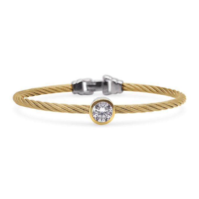 ALOR Day Diamonds Stainless Steel and 14k Yellow Gold Lab-Grown Diamond Round Bangle