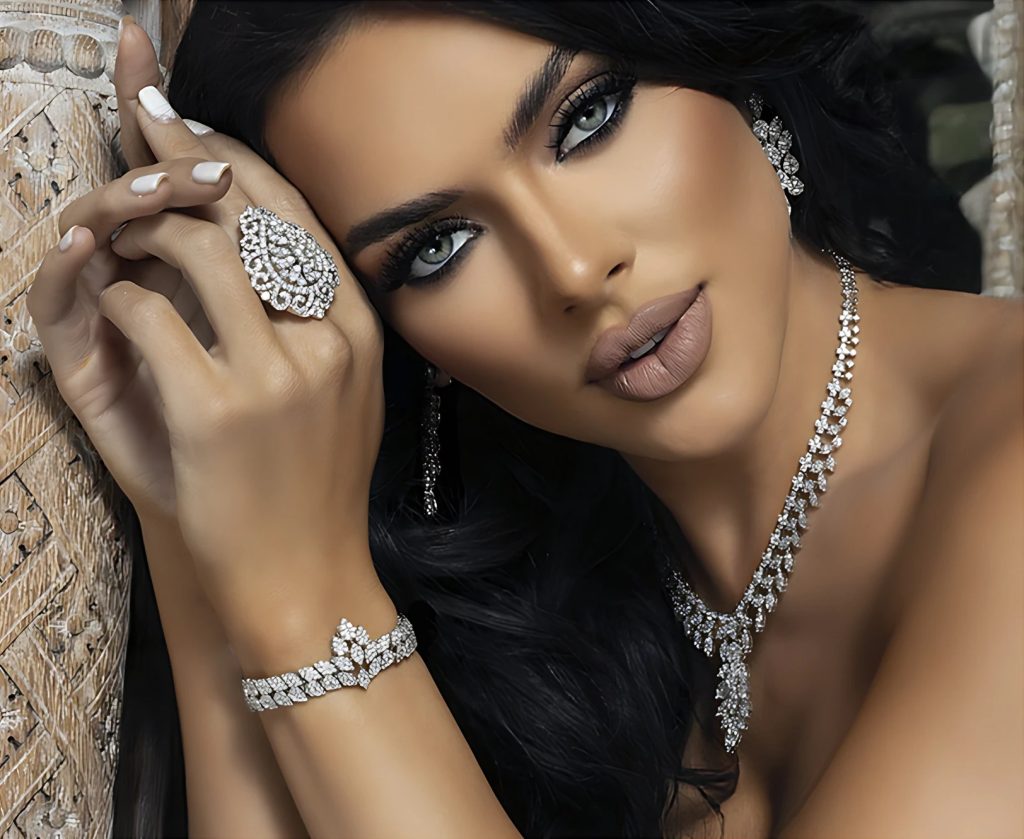 Diamond leaf ring, bracelet, earrings and necklace