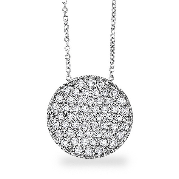 KC Designs 14k White Gold Pavé Diamond Disc Necklace