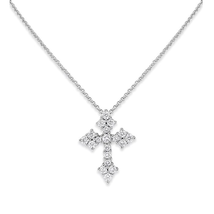 KC Designs 14k White Gold Diamond Cross Necklace