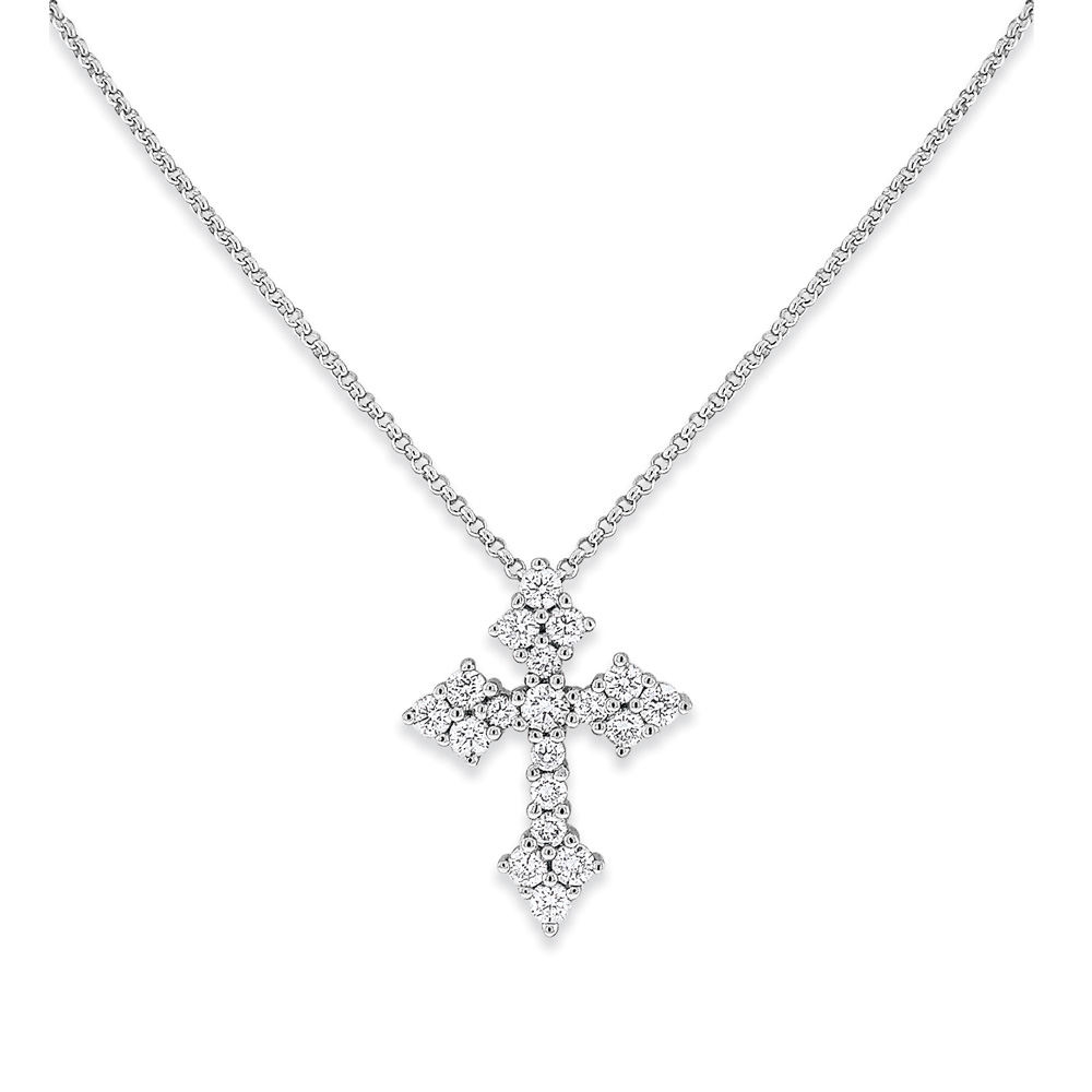 KC Designs 14k White Gold Diamond Cross Necklace