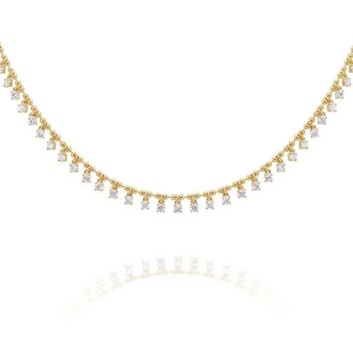 KC Designs 14k Yellow Gold Round Diamond Fringe Necklace