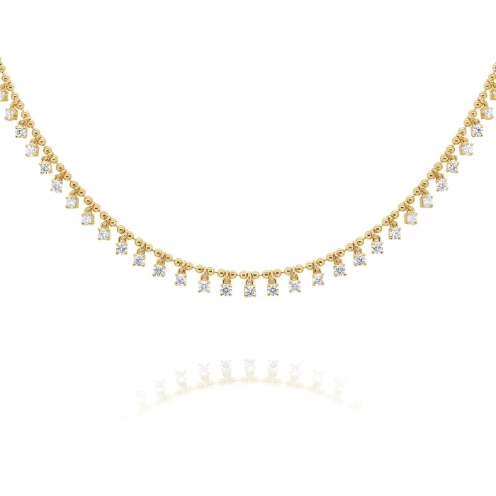 KC Designs 14k Yellow Gold Round Diamond Fringe Necklace