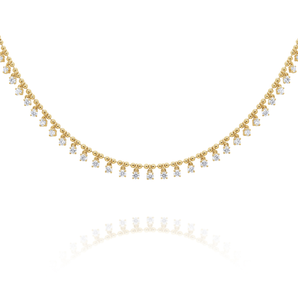 KC Designs 14k Yellow Gold Round Diamond Fringe Necklace