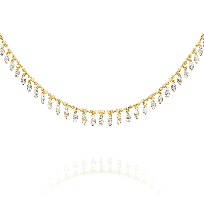 KC Designs 14k Yellow Gold Marquise Diamond Fringe Necklace
