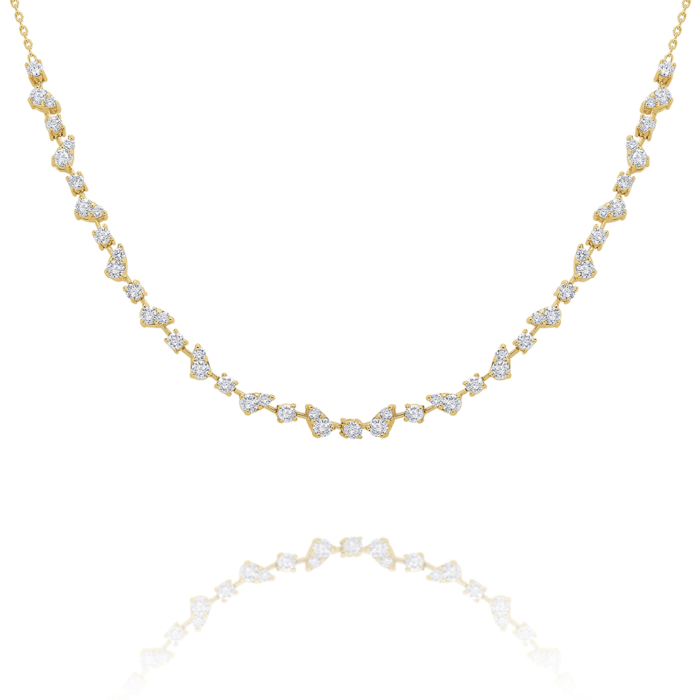KC Designs 14k Yellow Gold Pear and Round Diamond Necklace