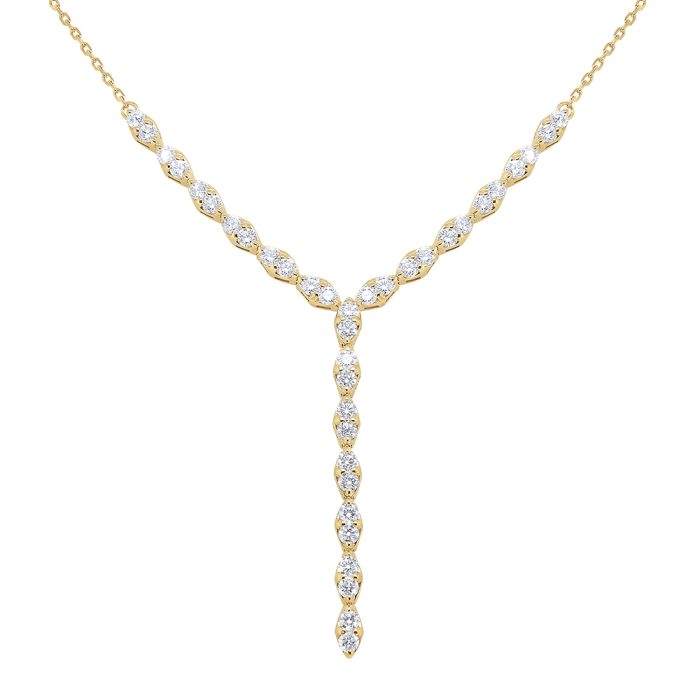 KC Designs 14k Yellow Gold Marquise Station Diamond Y Necklace