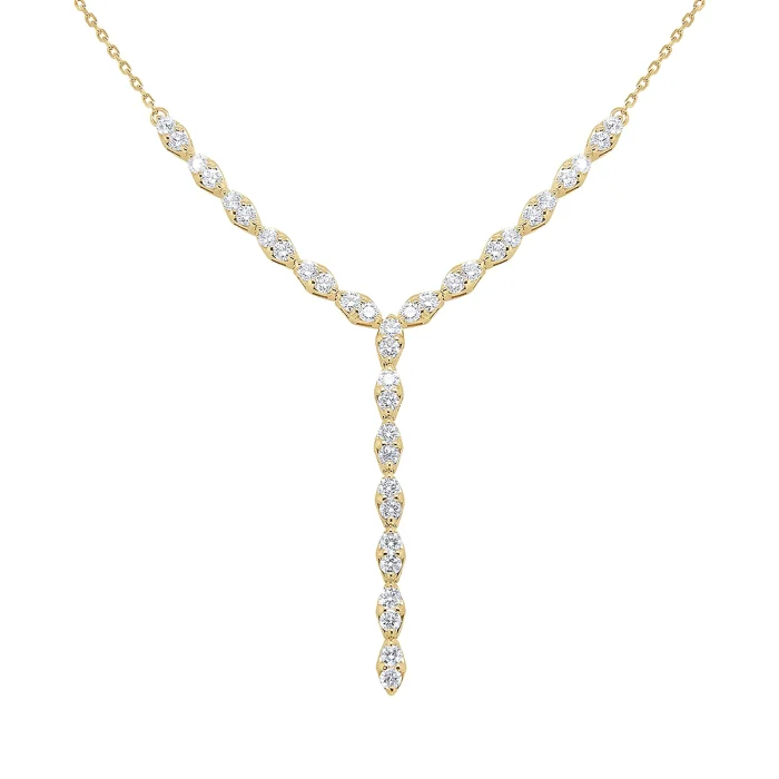 KC Designs 14k Yellow Gold Marquise Station Diamond Y Necklace