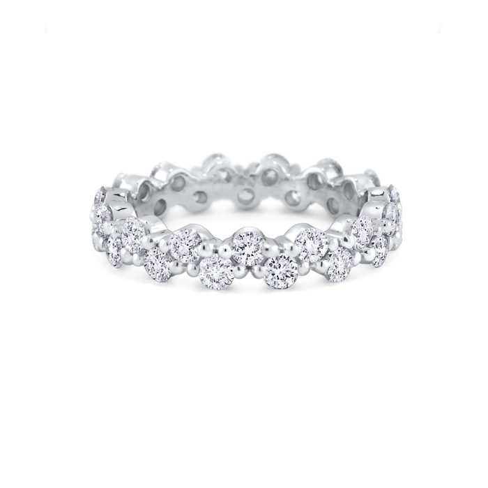 KC Designs 14k White Gold Double Row Prong-Set Diamond Band
