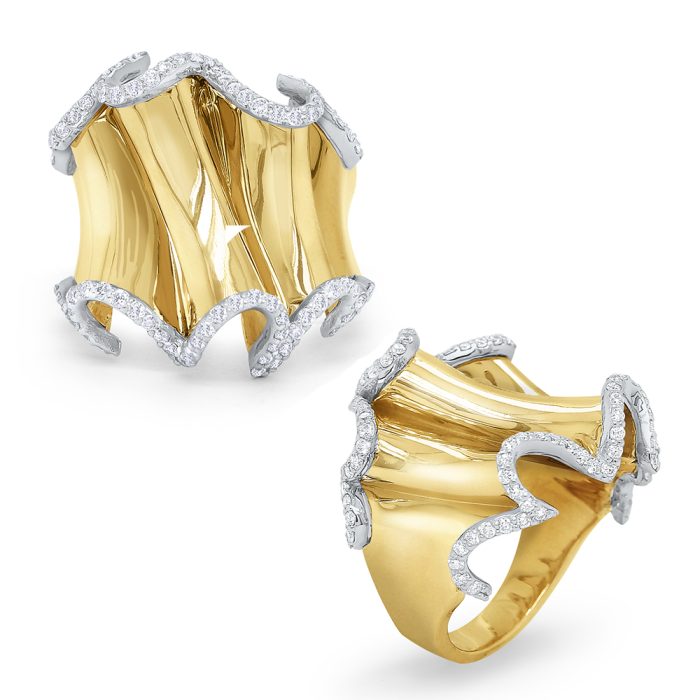 KC Designs 14k Yellow Gold Diamond Ribbon Ring