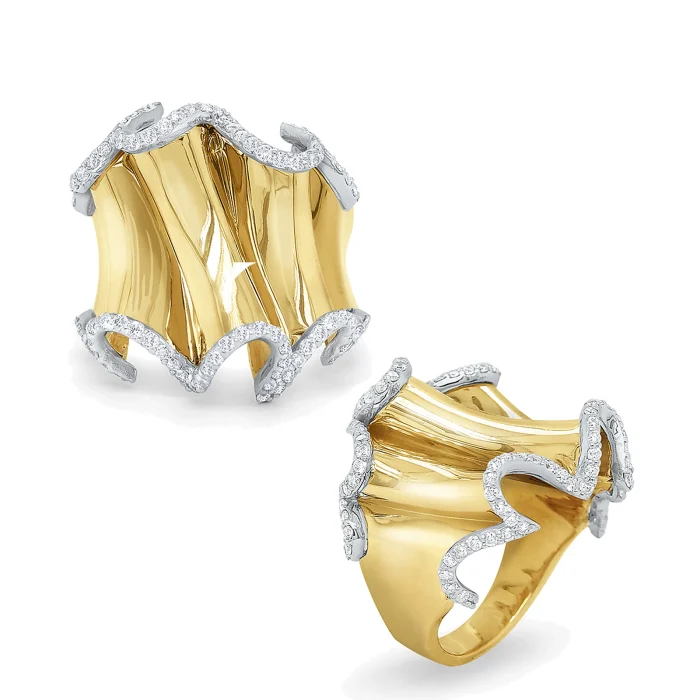 KC Designs 14k Yellow Gold Diamond Ribbon Ring