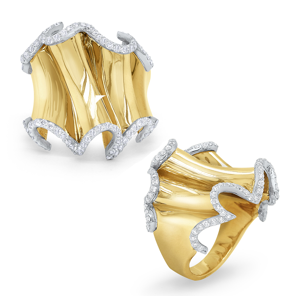 KC Designs 14k Yellow Gold Diamond Ribbon Ring
